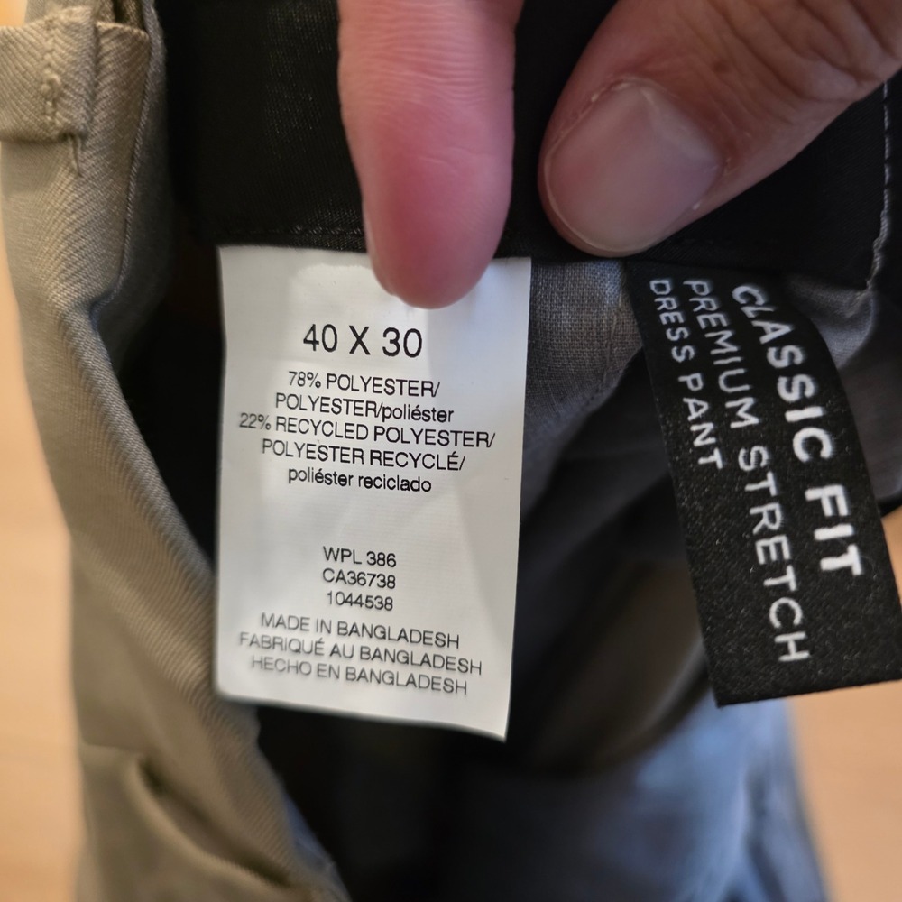 Haggar Premium Stretch Dress Pants Mens 40x30 Khaki Tan Classic Fit HD00928 - Picture 3 of 10